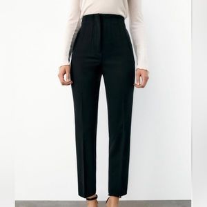 Zara High Waist Ankle Pants Black Sz XL NWT
